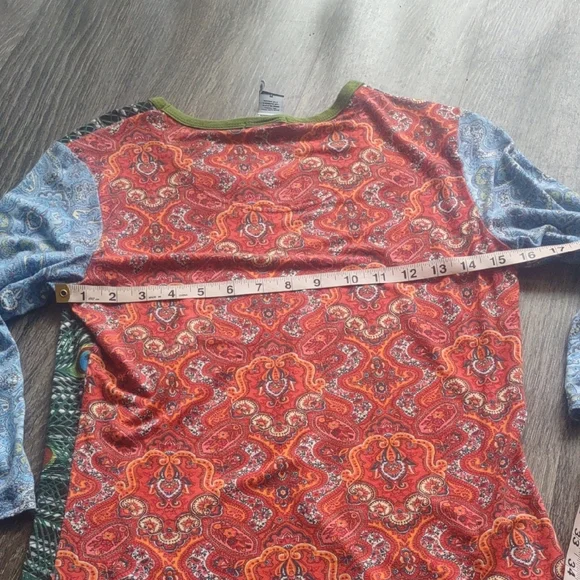 Y2K Peacock Paisley Patchwork Print Top - Picture 6 of 7